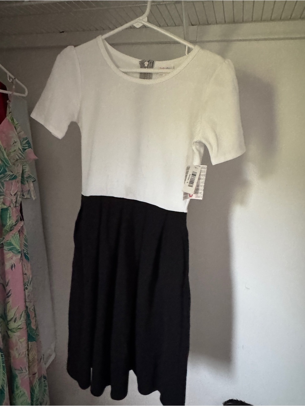 LuLaRoe White and Black Short Sleeve Fit-and-Flare Dress